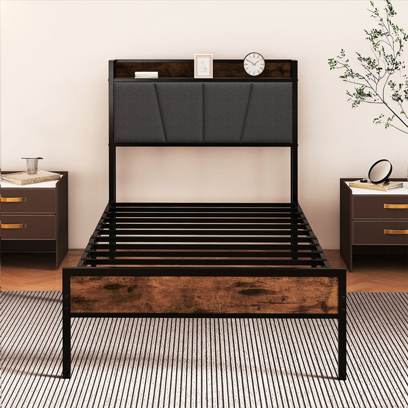 Upholstered Bed, Brown, Single (3')