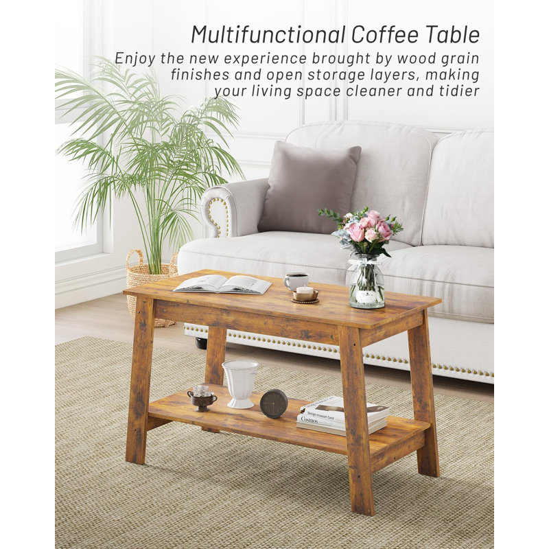 31.5 Inch Coffee Table with 2-Tier Storage, Modern Industrial Rectangular Living Room Table, Compact MDF & Particle Board Build, Durable & Easy Assembly, Ideal for Apartments & Offices