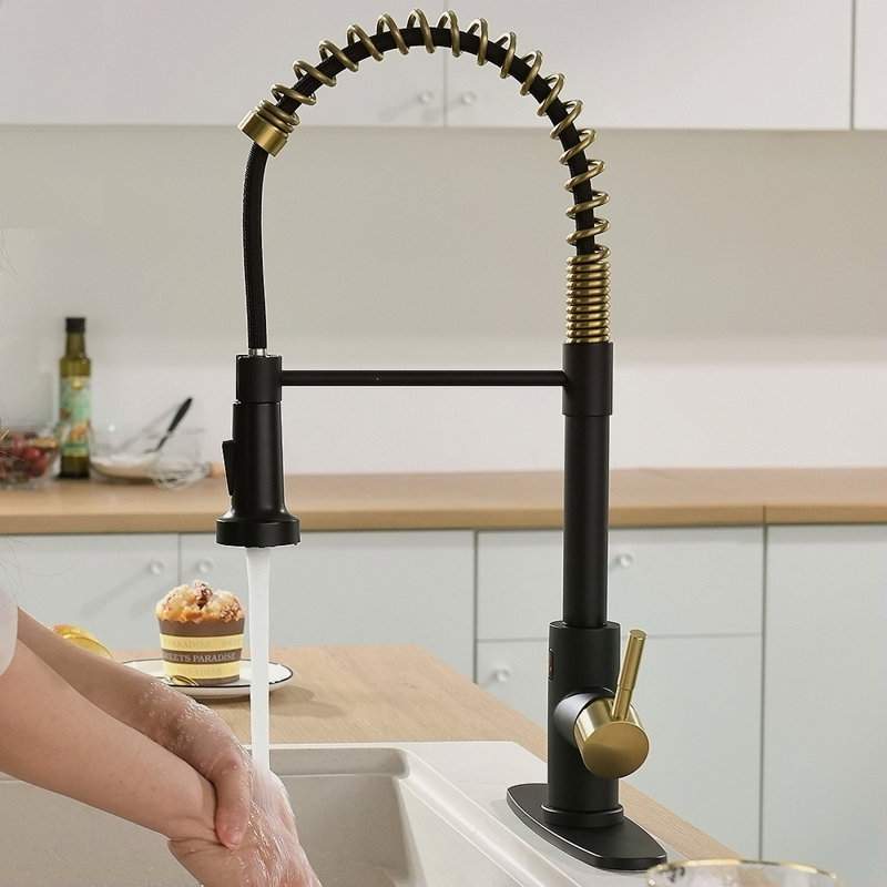 Touchless Kitchen Faucet,Hands Free Automatic Smart Kitchen Faucet, Black/Gold