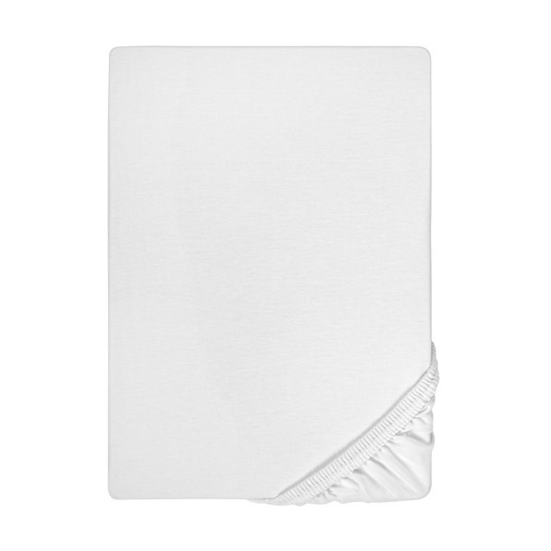 Cotton Blend Jersey Knit Fitted Sheet, 90-100 x 190-220 cm, White