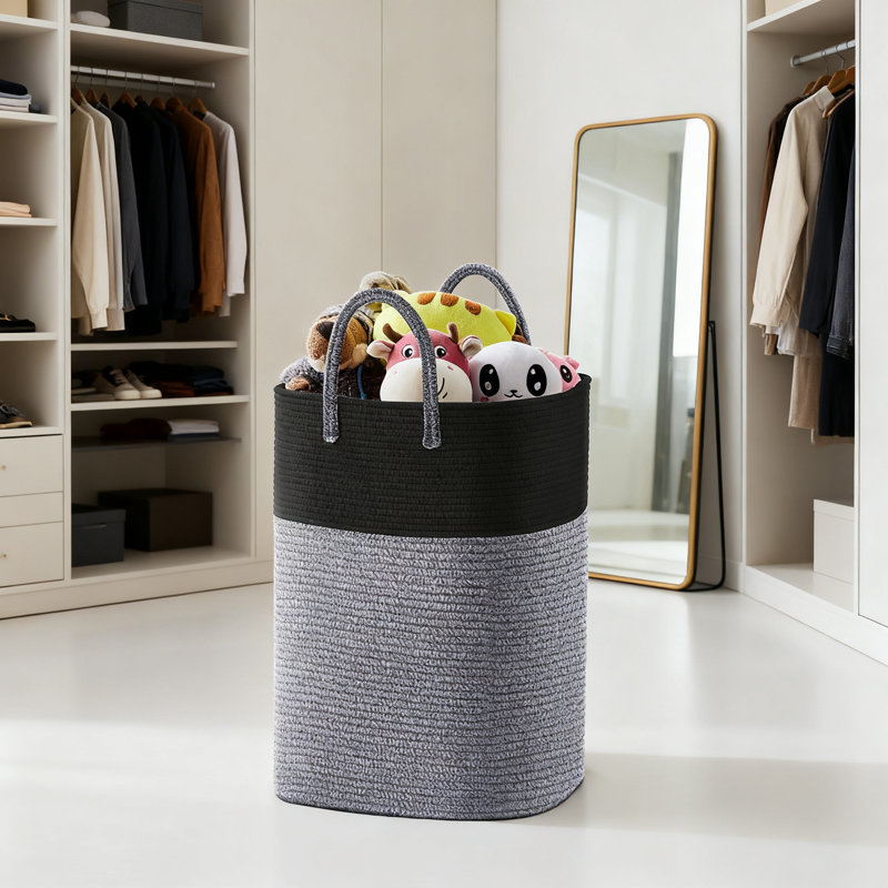 Large Cotton Rope Laundry Basket With Handwoven Design, Breathable Collapsible Hamper For Clothes, Toys, And Blankets, Versatile Home Storage Solution