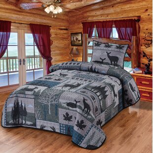 Fishing Comforter Set Full Size Abstract Mountain Silhouette Bedding Set  for Kids Boys Youth Adults Room Decor Rustic Farmhouse Lake Cabin Quilt Set