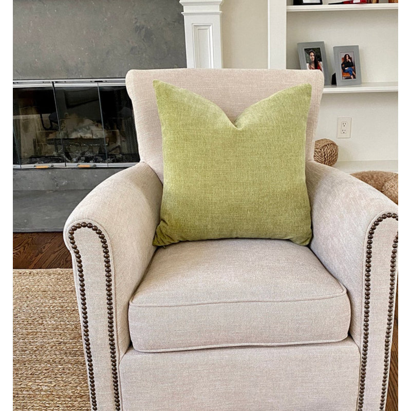 Housse de coussin en velours vert uni, Chartreuse, 20" H x 20" W