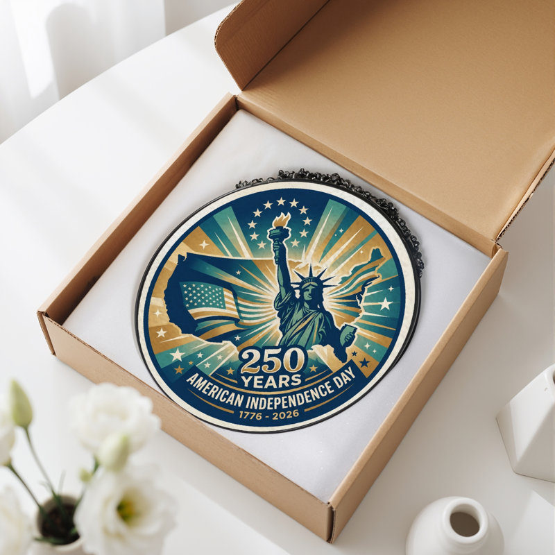 Vitrail Statue Liberty USA 250th Anniversary, H 12 po