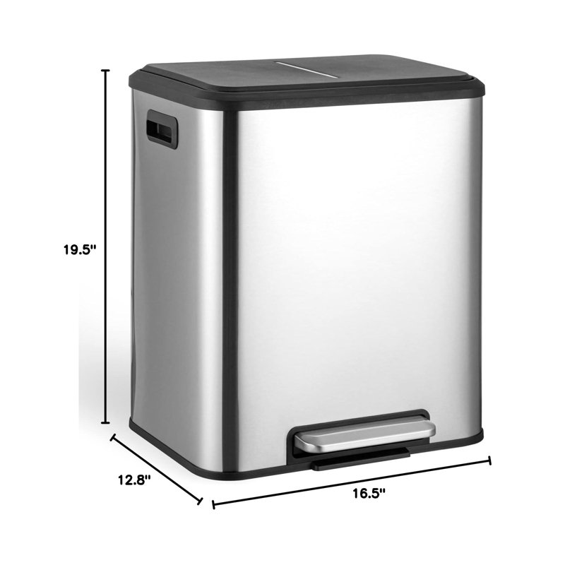 Stainless Steel Step On Kitchen Trash Can - 8L