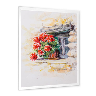 «Still Life Geraniums Window», reproduction de cadre photo sur toile