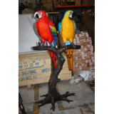 Two Large Parrots on a tree - Bronze Statue -  Size: 43"L x 28"W x 67"H. 