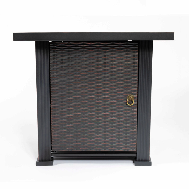 Denne Square Steel Propane / Liquefied Petroleum Gas Smokeless Fire Pit Table with Lid, Brown