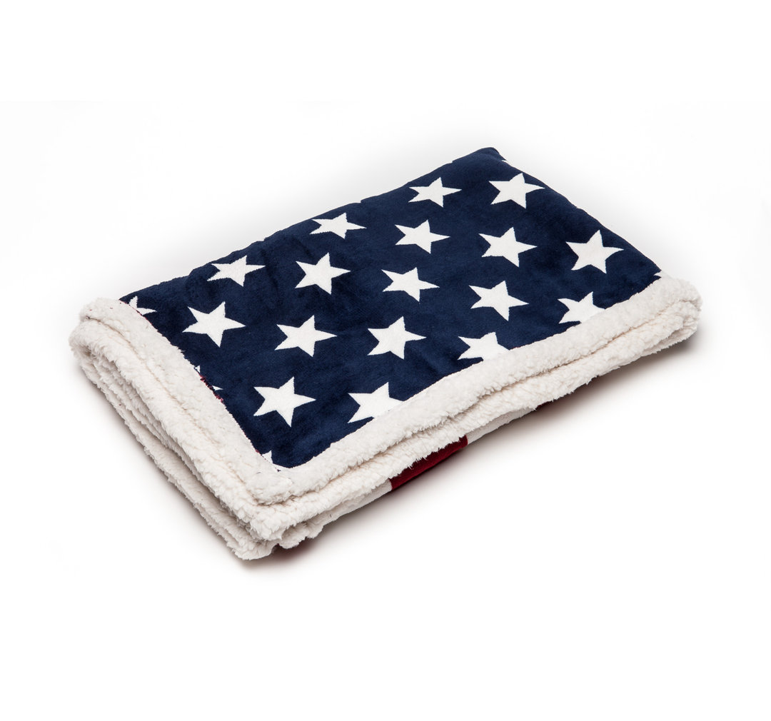 US Flag Print Super Soft Sherpa Throw Blanket Chanasya 