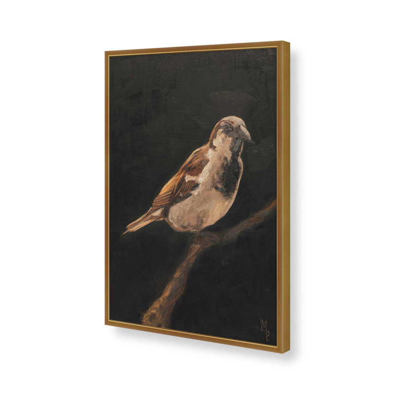 «Bird Études I» par Marian Parsons, reproduction d'art, H 18 po x l 12 po, Impression sur cadre ouvert sans papier mat, Doré
