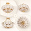 Plafonnier semi-encastré doré à 4 lumières à intensité variable avec motif Lotus luxueux (ampoules chaudes incluses)