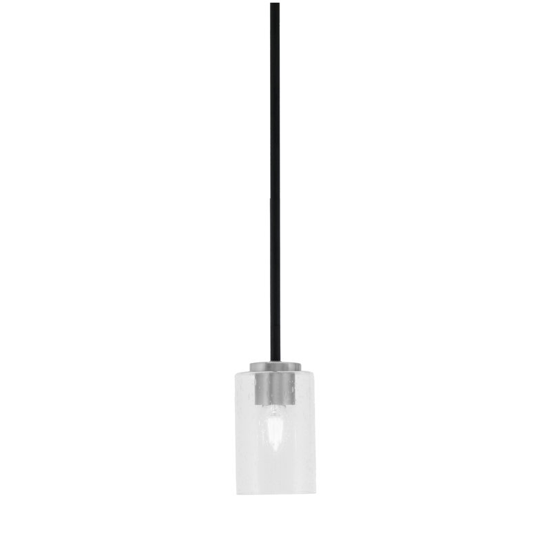 Mini-luminaire suspendu 1 lumière Amarmula, noir mat et finition graphite, verre transparent de 4 po, Clair