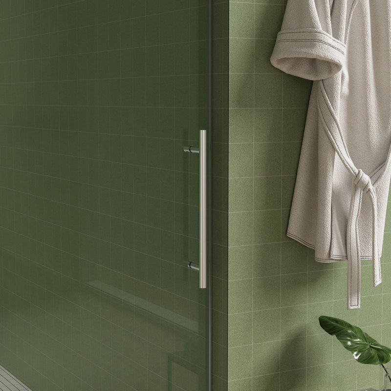 Frameless Shower Door, Sliding Shower Door, Premium 5/16"(8Mm) Thick Tempered Glass Shower Enclosure With Towel Bar ,Double Side Easy Clean Coat,Brushed Nickel Finished With Buffer