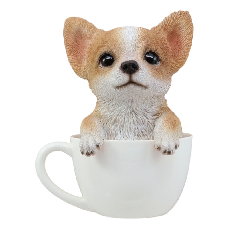 Figurine adorable réaliste pour chien chihuahua tasse à thé Maumee