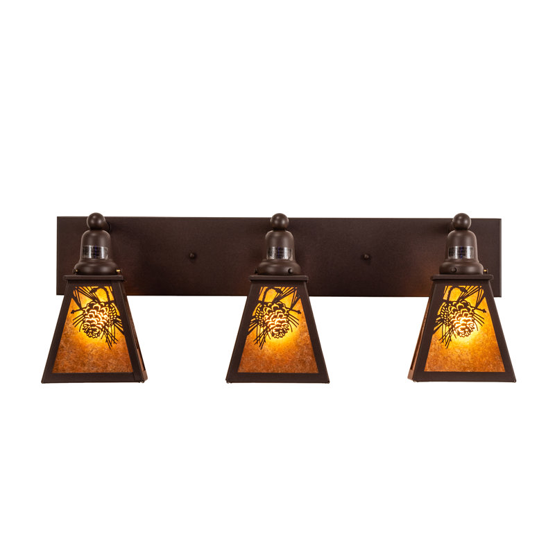 Éclairage pour meuble-lavabo 3 lumières 28 po, H 10,5 po x l 28 po x P 9,25 po, Ambre, Noir café