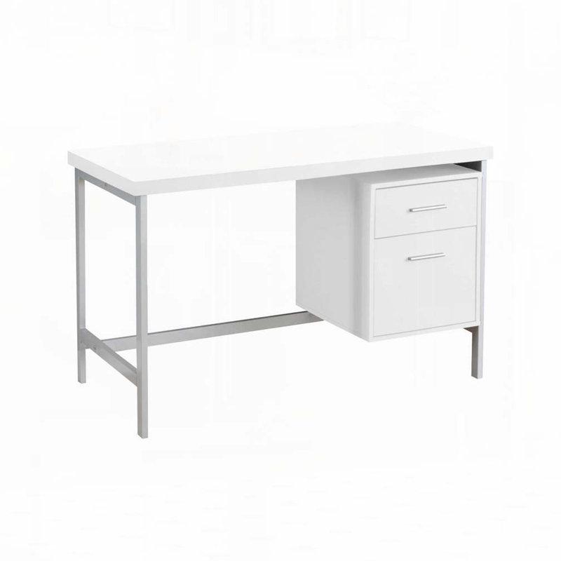 Bureau d'ordinateur à domicile avec tiroirs de rangement, Blanc / Gris