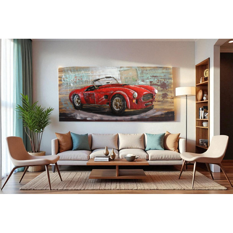 Art classique en métal sur bois 79 "x 2" x H 40 "Classic Roadster