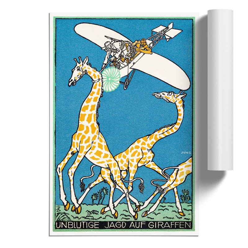 Giraffe Hunt by Moriz Jung - Frameless Print, 30cm H x 21cm W x 0.1cm D