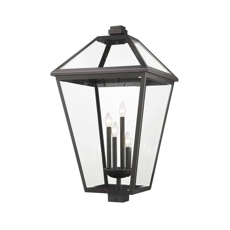 Luminaire d'extérieur 4 lumières Injum, H 33,75 po x l 19,25 po x P 19,25 po, Noir, Biseauté