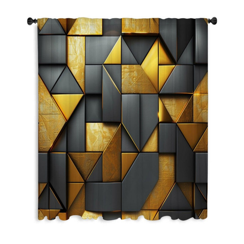 Abstract Geometry Visual Sheer Curtain Single Panel, 53" W x 99" L