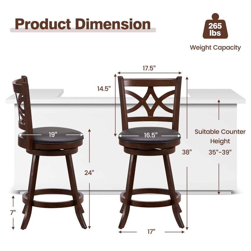 Tabouret de bar et de comptoir Arriannah, Tabouret de comptoir (siège d'une hauteur de 24 p