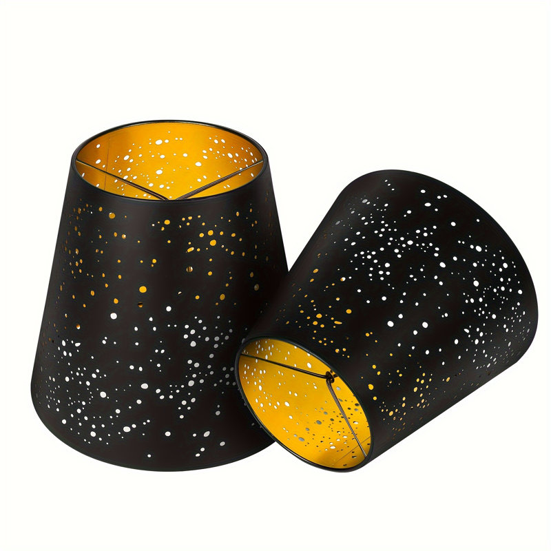 Abat-jour en métal à pince et gravé à pince (extérieur noir, intérieur doré) 5 * 8 * 7 "(paquet de 2)
