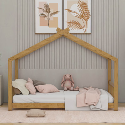 Aby House Platform Bed with Headboard and Footboard,Roof Design