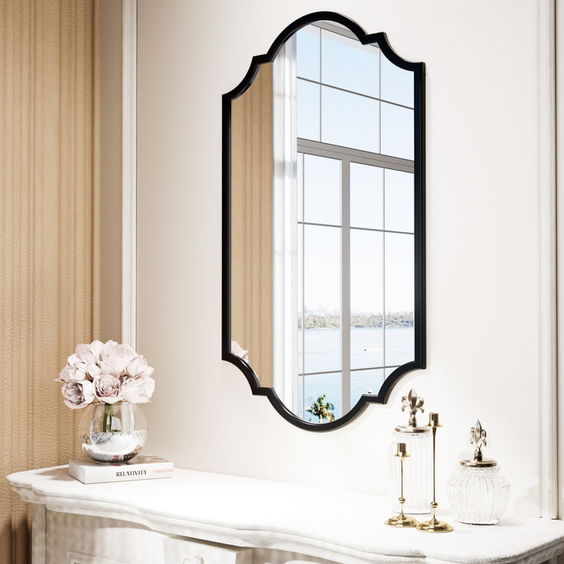 Miroir de salle de bain avec coins festonnés et miroir mural 26 po x 46 po pour la salle de bain, 46 po x 26 po