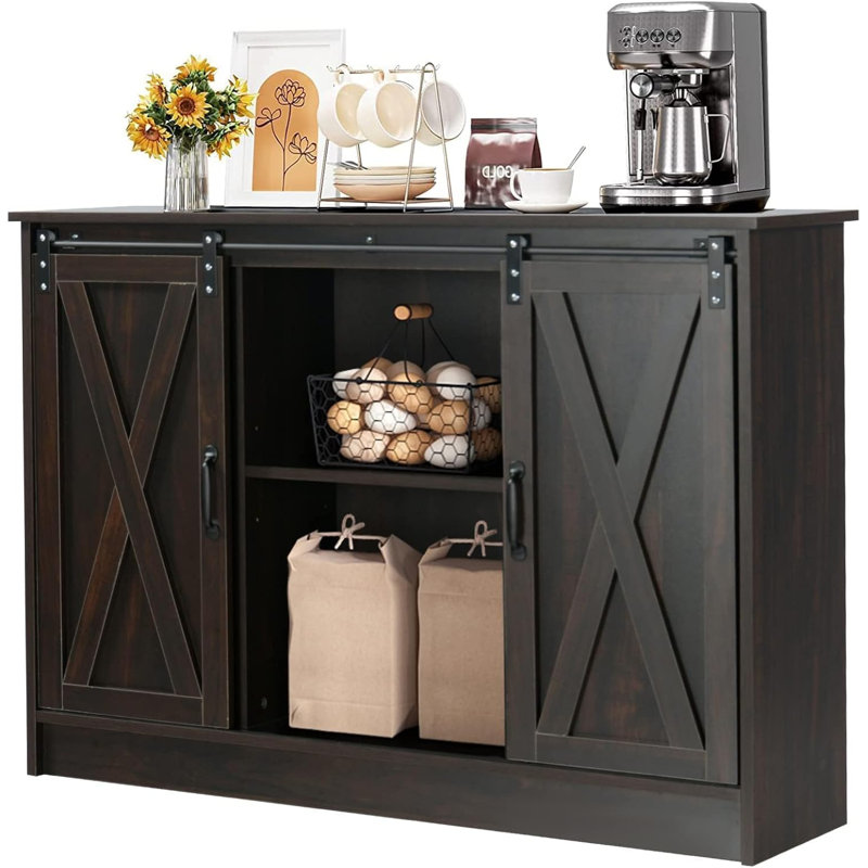 Armoire-bar Abrianna Farmhouse, Marron foncé