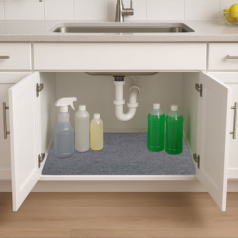 Tapis sous-lavabo XL, doublure d'armoire protectrice pour la cuisine et la salle de bain - absorbant, imperméable et ajustable (24 po x 59 po) (bleu clair floral) (fabriqué aux États-Unis)