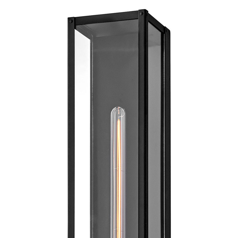 Hinkley Max Large Wall Mount Lantern, 24" H x 6" W x 6" D, Black