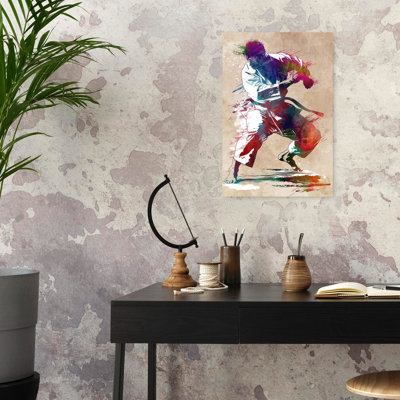 Dynamic Martial Artist Abstract Colorful Vibrant Wall Art