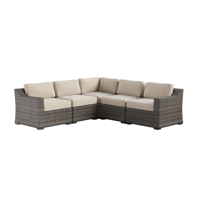 Canapé modulaire d'extérieur de 92 po avec coussins Hildra