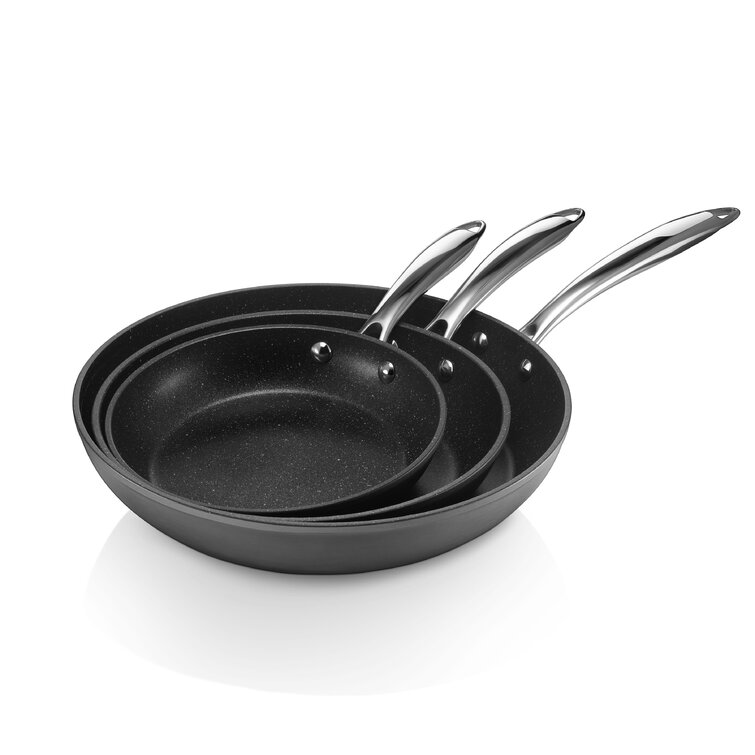 3-Piece Nonstick Fry Pan Set, 8 10 and 12 Grey Pan