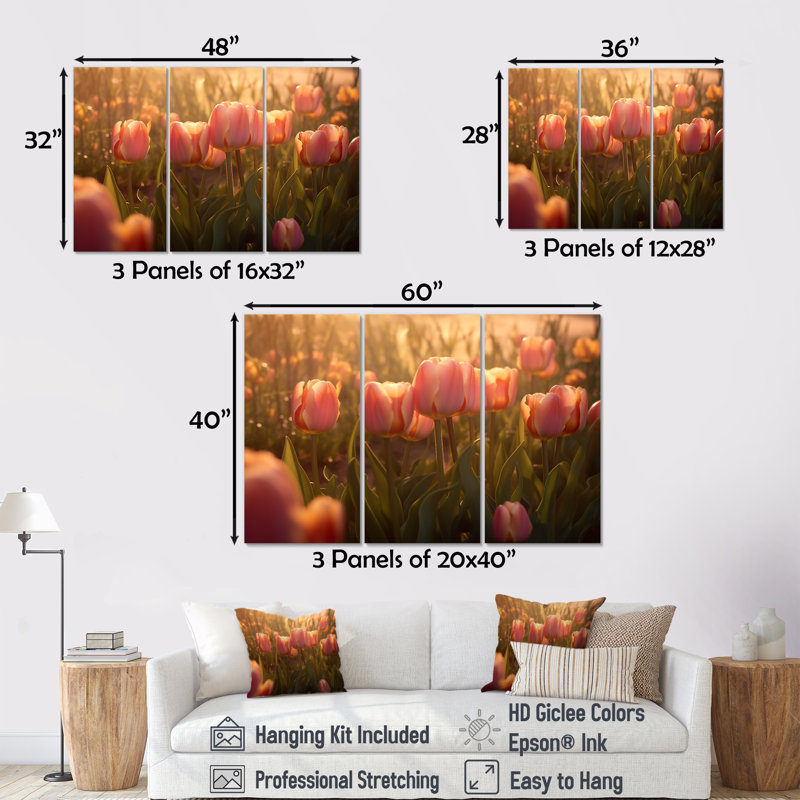 Ensemble de décorations murales Field - Tulips, H 40 po x l 60 po x P 1 po