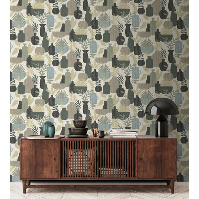 Botanica Clayworks White and Sage Wallpaper