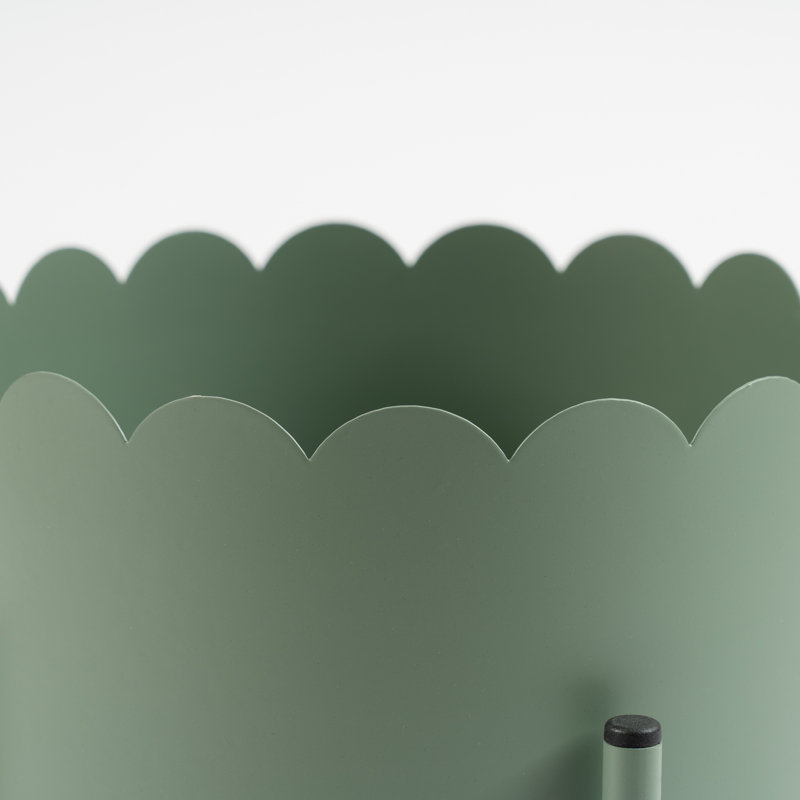 Metal Scallop Planter on Stand, Green
