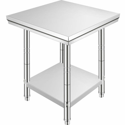 24 x 24 x 35 Inch Stainless Steel Work Table, Commercial Food Prep Worktable Heavy-Duty Prep Worktable, Metal Work Table with Adjustable Height for Restaurant, Home and Hotel