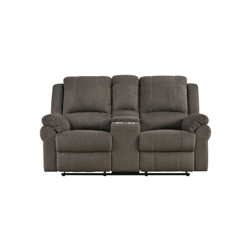 Causeuse inclinable avec console, chenille brune, Brown
