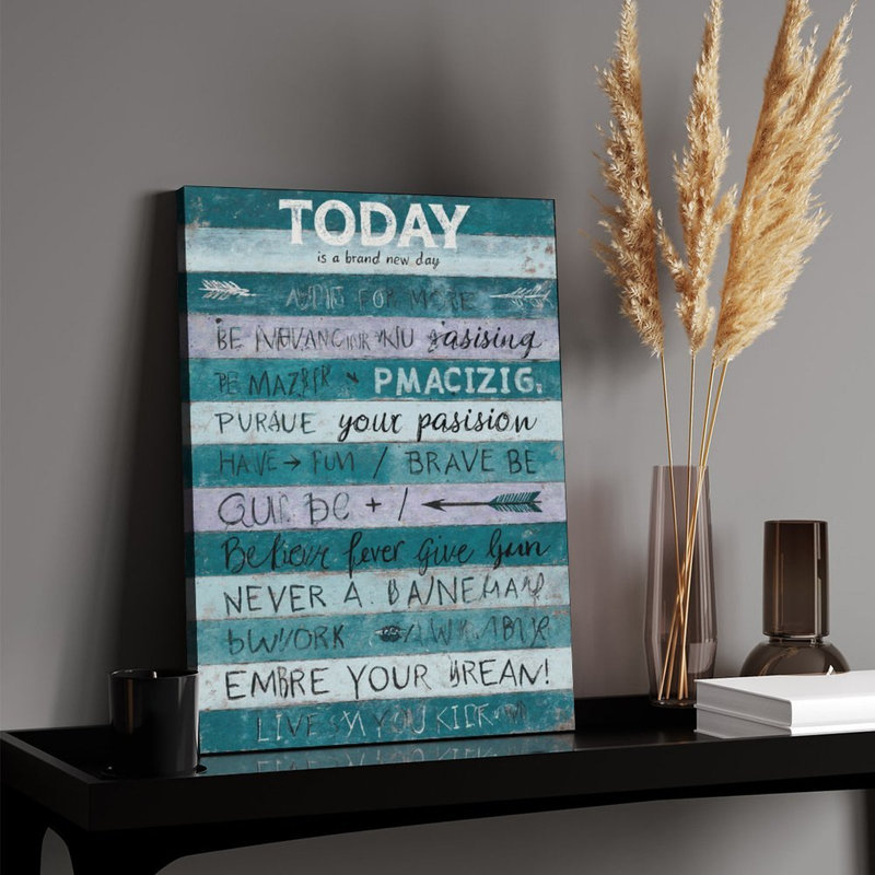 «Today Is New Day», art mural encadré en bois ， 16 x 20