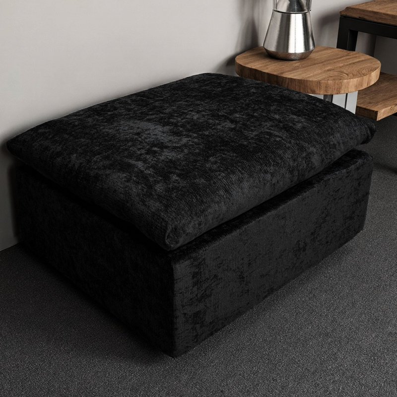 Canapé modulaire sans assemblage avec velours côtelé et méridienne relaxante, noir pour le salon Ambiance confortable en velours côtelé, décoration intérieure