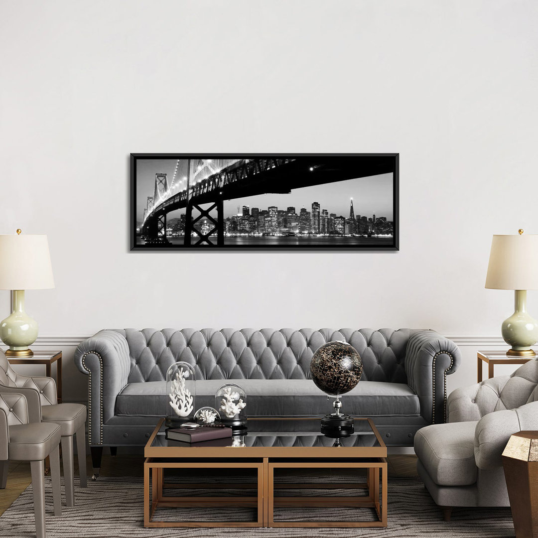 " San Francisco Panoramic Skyline Cityscape (Black & White - Night) " by Unknown Artist East Urban Home 