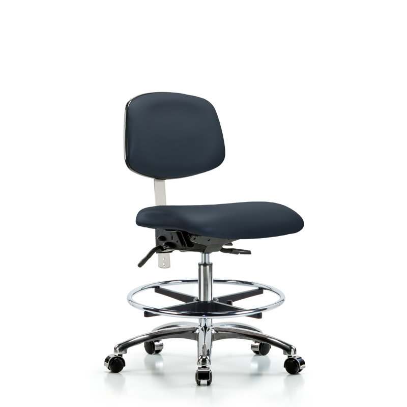 Chaise de dessinateur ergonomique Louise, Roulettes, Bleu impérial, Inclus