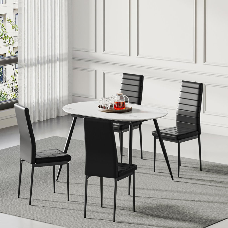 6 - Person Extendable Dining Set, Black