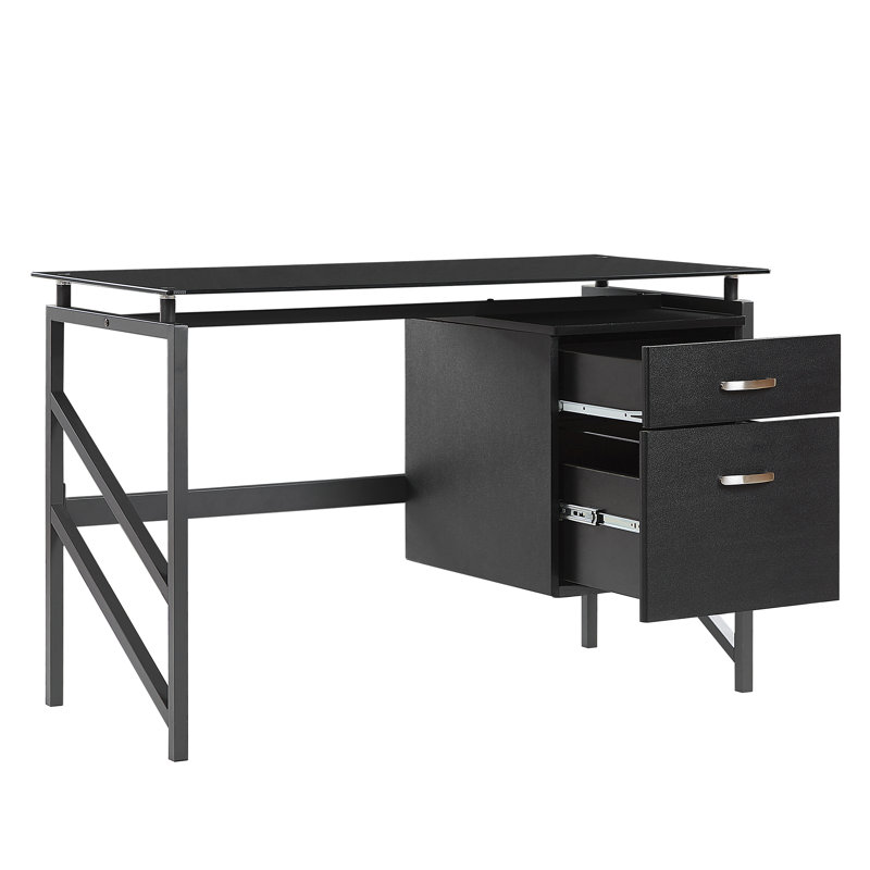 O'Brien Glass Top Metal Base Writing Desk
