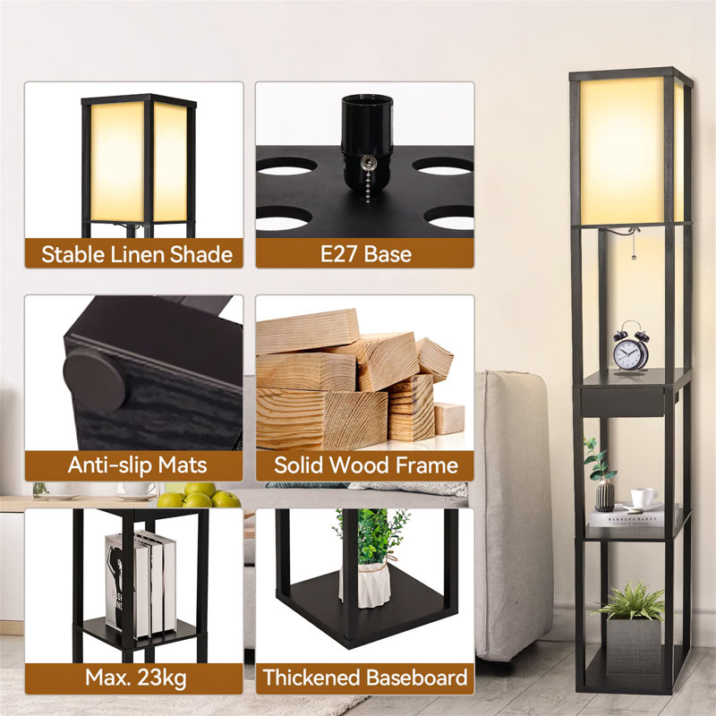 Taloga 160cm Black Column Floor Lamp with USB