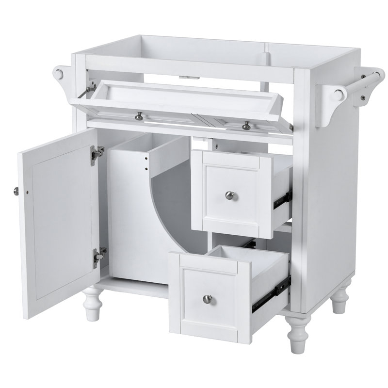 " modern bathroom vanity | 2 drawers & tip-out drawer | storage cabinet design | top sink not included | versatile