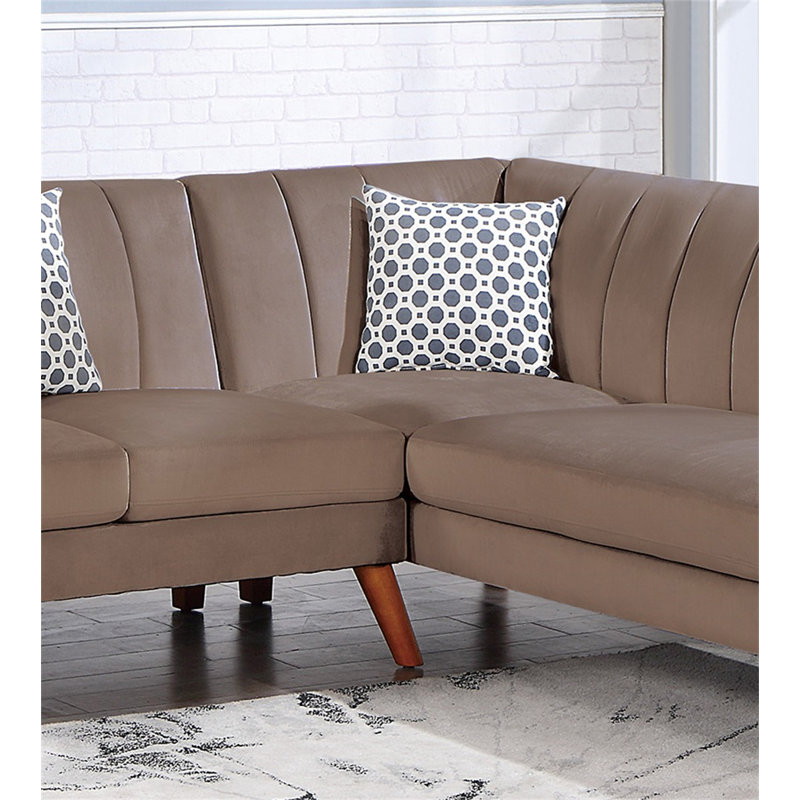 Canapé modulaire 2 pièces Contemporary, Velours brun clair