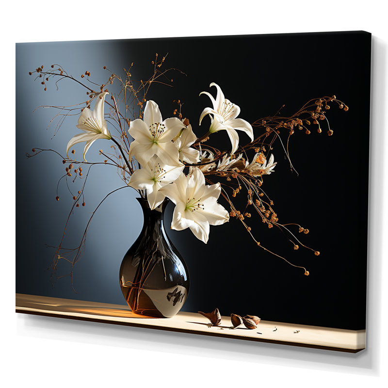 Morning Glory Bouquet Vase sur toile, H 24 po x l 32 po x P 1 po, Toile tendue