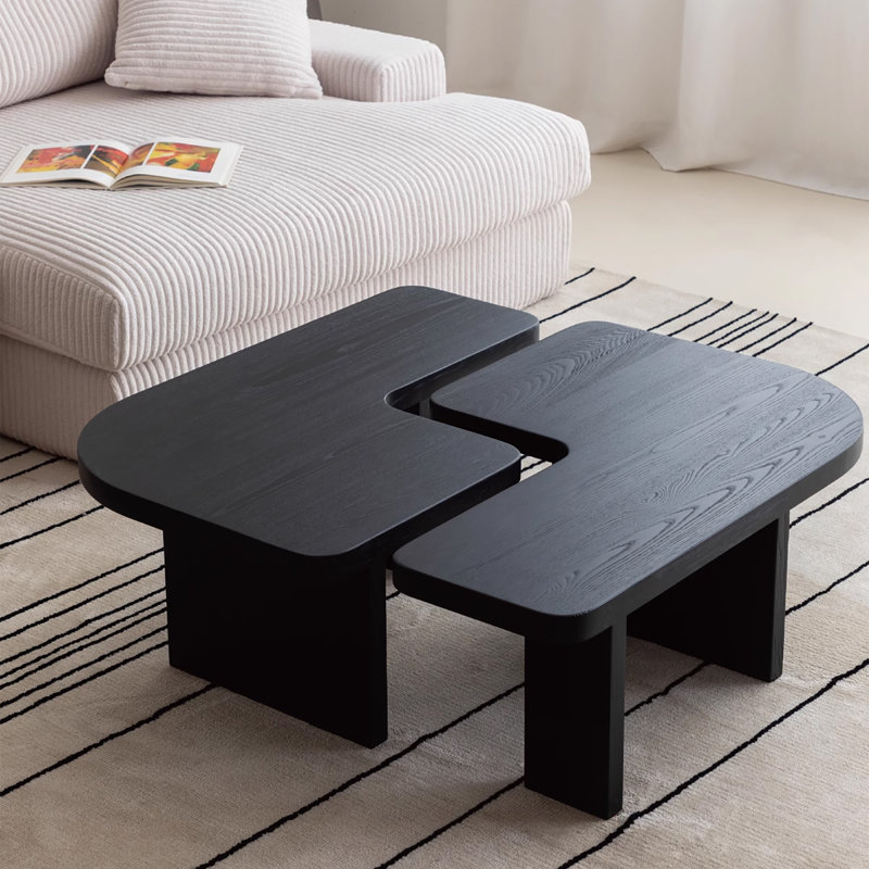Wooden Modular Small Modern Coffee Table, Black